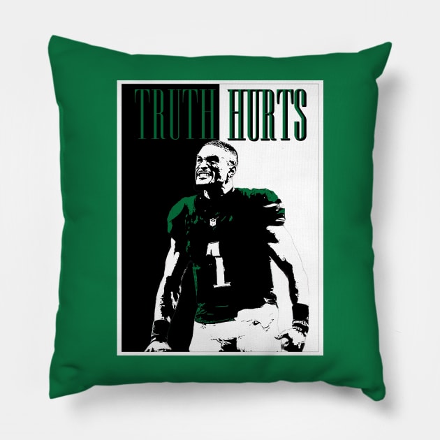 Jalen Hurts Kelly Green Pillow by DrawnStyle