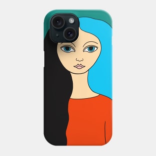 Black Blue haired girl Phone Case