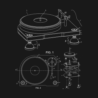 Turntable Patent Design - White T-Shirt