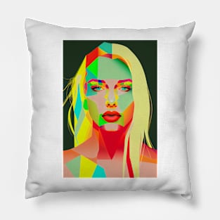 Modern pop art style woman portrait Pillow