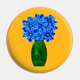 Vase of Blue Flowers Pin