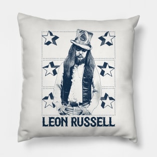 Leon Russell / Retro Vintage Faded Look Fan Art Design Pillow