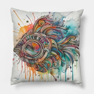 Psychedelic looking abstract illustration of  fish Pillow