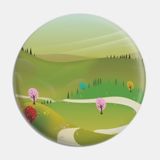 Cartoon road landscape Pin