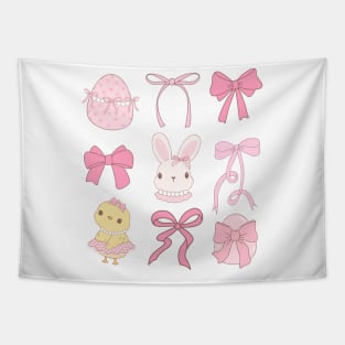 Easter Coquette Elegance: Adorable Bows and Bunny Tapestry