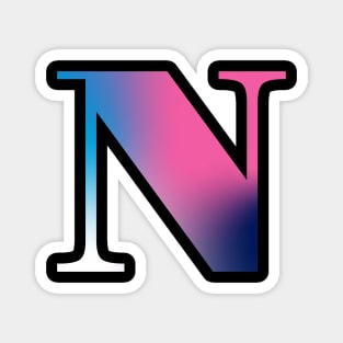 Capital Letter N Monogram Gradient Pink Blue White Magnet