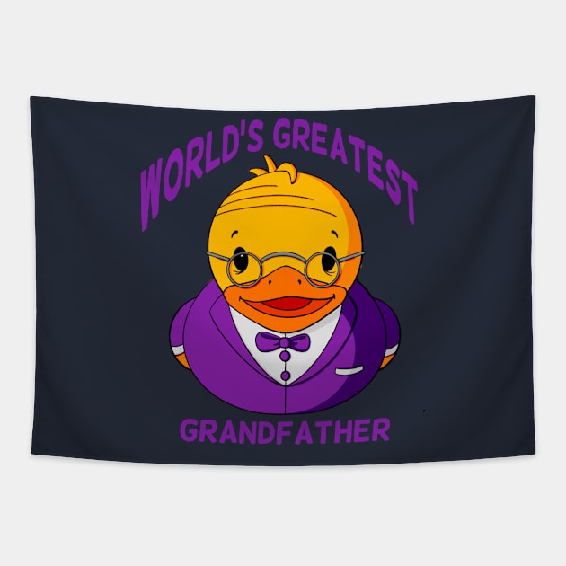 World’s Greatest Grandfather Rubber Duck Tapestry by Alisha Ober Designs