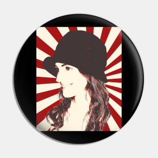 Girl 1920s Style Hats Popart Pin