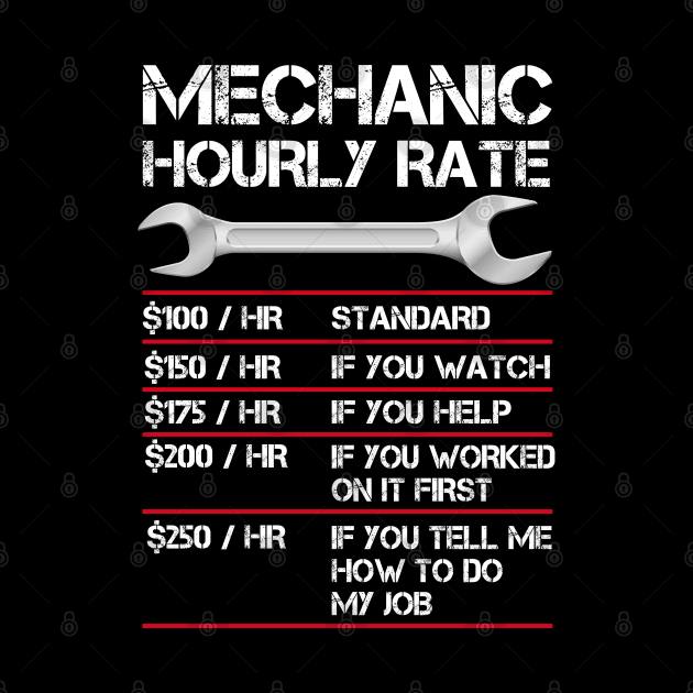 Funny Mechanic Hourly Rate Labor Rates by TeddyTees