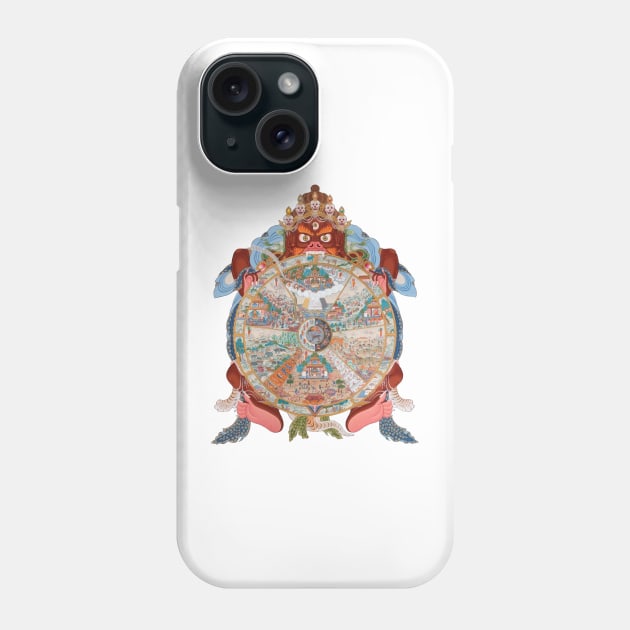 Tibetan Buddhist Wheel of life - Bhavachakra Phone Case by walltowall