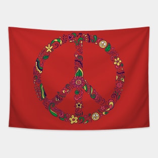 Flowery Peace Sign Tapestry