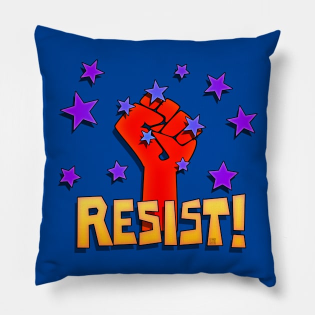 Resist Fist and Stars Pillow by SeattleDesignCompany