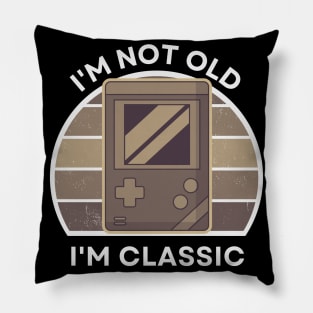 I'm not old, I'm Classic | Handheld Console | Retro Hardware | Sepia | Vintage Sunset | '80s '90s Video Gaming Pillow
