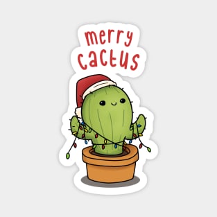 Merry Cactus Christmas Cactus in Santa Hat Magnet