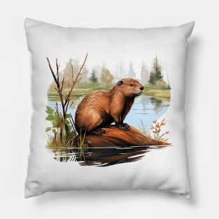 I Love Beaver Pillow