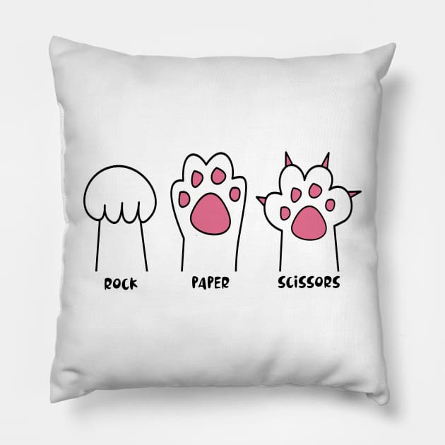 Rock Paper Scissors Hand Cute Paw Pillow by RetroPrideArts