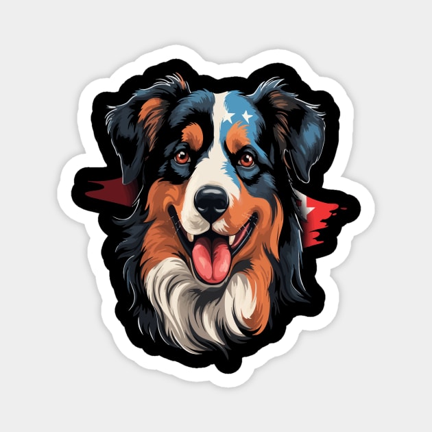 Patriotic Australian Shepherd Magnet by JH Mart