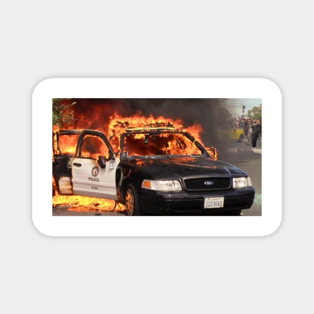 Burning Cop Car Magnet by dwatkins