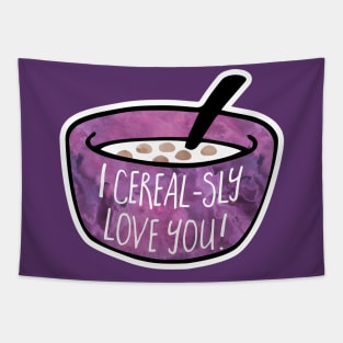 I CEREALsly love you - funny Valentine's Day pun Tapestry