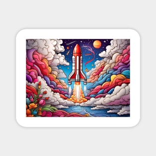 Rocketing through Cloudscapes: A Coloring Spectacle (142) Magnet