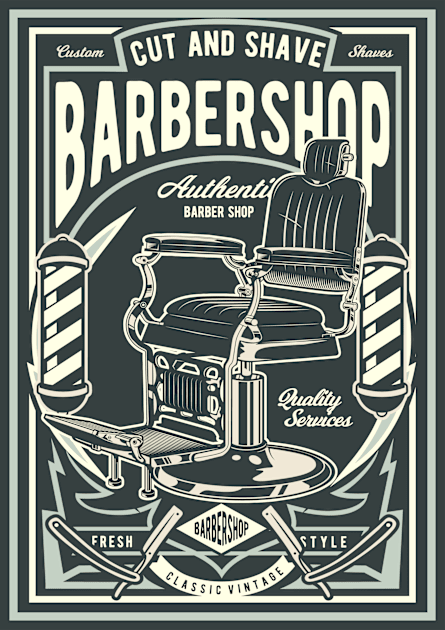 Cut & Shave Barbershop Kids T-Shirt by AtuyaStudio