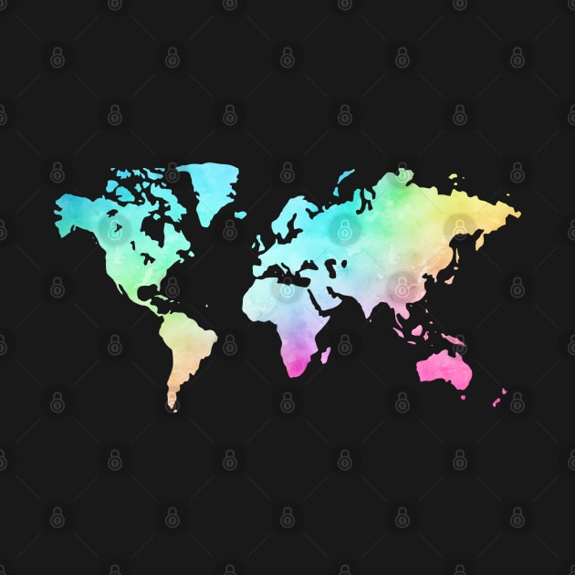 Colorful world map by love kisses and such