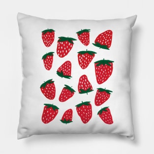 Organic summer strawberries red and green Pillow