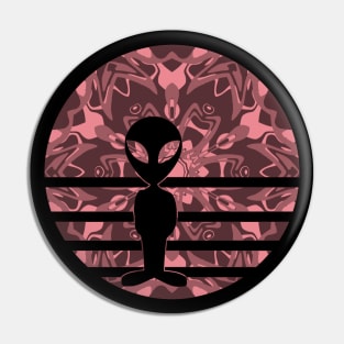 Encounters Kaleidoscope Pattern Exotic Alien Sunset Silhouette Pin