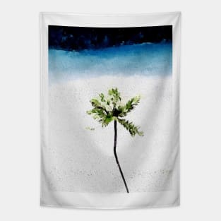 Coconut palm tree on the beach Tapestry