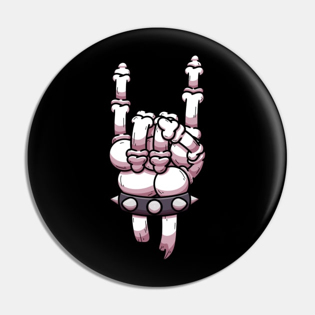 Cartoon Skeleton Hand Rock On Sign Pin by TheMaskedTooner
