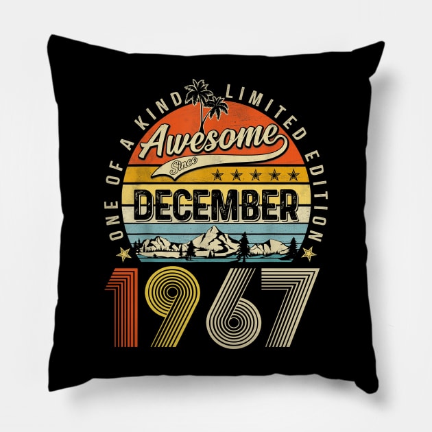 Awesome Since December 1967 Vintage 56th Birthday Pillow by louismcfarland