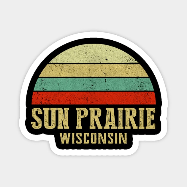 Sun Prairie Wisconsin Vintage Retro Sunset Magnet by Curry G
