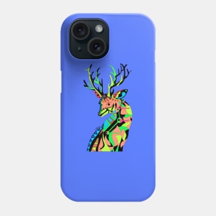 blue kitsch deer venado in mexican patterns ecopop art Phone Case