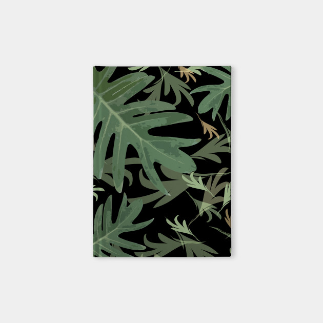 Autumn fall green greenvibes on black tropical palm leaves