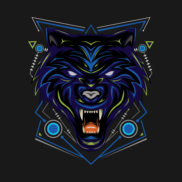 head wolf illustration with dark style by AGORA studio