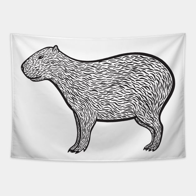 Capybara Ink Art - light colors Tapestry by Green Paladin