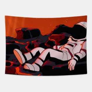 Space Explorer: Astronaut Relaxing on Another Planet Tapestry