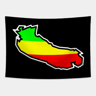Gabriola Island Silhouette in Rasta Rastafarian Flag Colours - Rastafari - Gabriola Island Tapestry