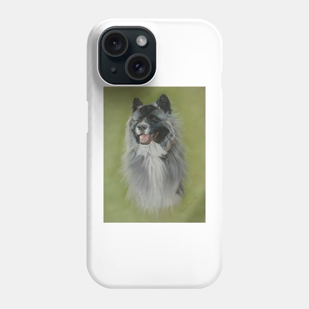 Long coat black face silver gray akita Phone Case by pollywolly