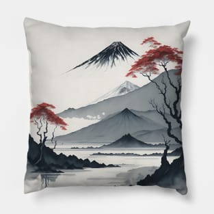 Serene Mount Fuji Sunset - Peaceful River Scenery Pillow