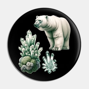 Arctic Elegance: Moss, Crystal, and Bear Pin