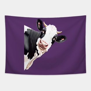 Cartoon Style Black And White Dairy Cow Tapestry