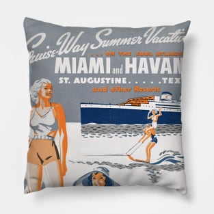 Cruise-Way Summer Vacations 1937 Vintage Flyer Pillow