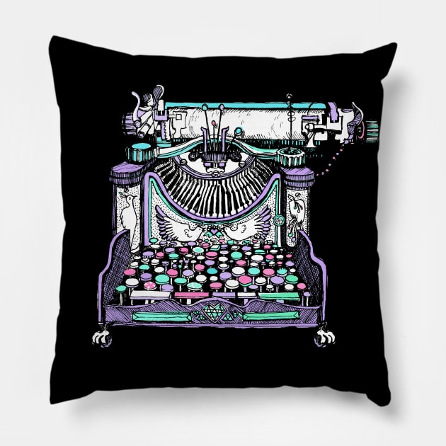 Magical Typewriter Pillow by Magenta Arts