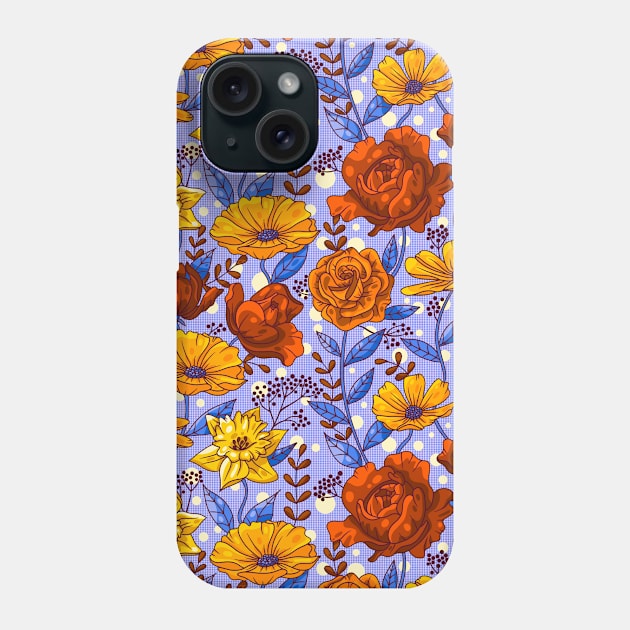 Rich Summer Flowers on Blue Phone Case by Simplulina