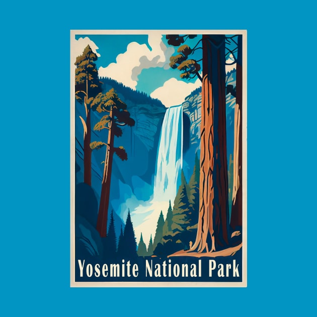 Yosemite National Park Vintage Travel Poster by GreenMary Design