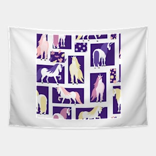 Unicorns and Seasons in Rectangles Tapestry