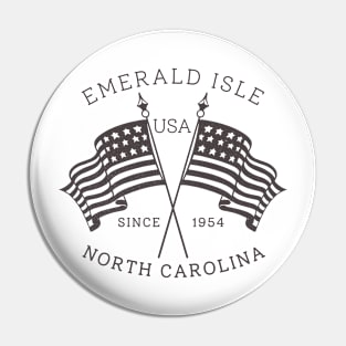 Emerald Isle, NC Summertime Vacationing Patriotic Flags Pin