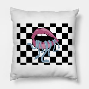 Bite snake on checker Pillow