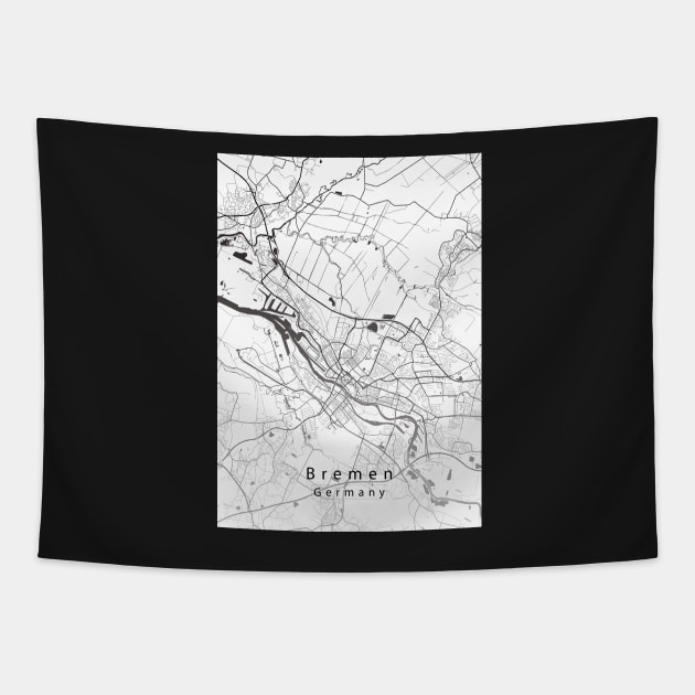 Bremen Germany City Map white Tapestry by Robin-Niemczyk